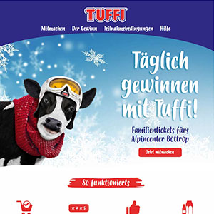 Tuffi - Webdesign: Landingpage für ein Gewinnspiel von Tuffi [HTML5, CSS3, JS]