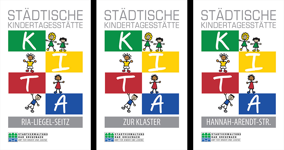 Stadt Bad Kreuznach - Logo Design: Entwicklung eines Logo-Systems für alle städtische Kindertagesstätten, Bad Kreuznach [Konzept, Entwurf, Reinzeichnung]