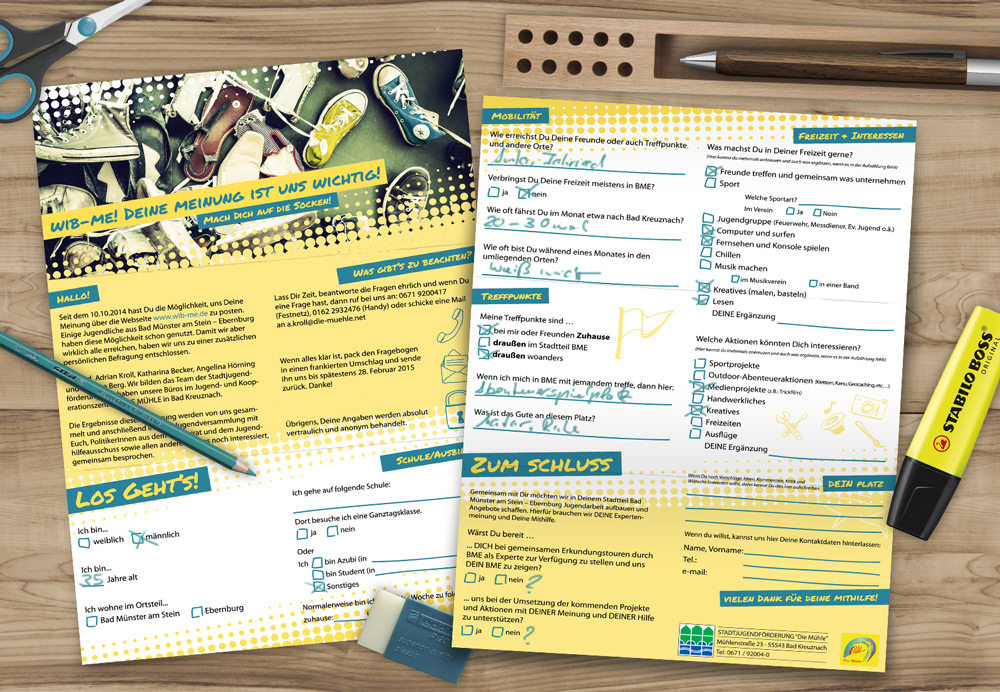 WIB-ME - Printdesign: Design eines Fragebogens für die Stadt-Jugendarbeit Bad Kreuznach [Konzept, Layout]