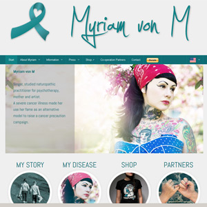Myriam von M - Webdesign: Responsive Webseite mit Mehrsprachigkeit für Myriam von M, Frankfurt M. [Foundation 6, HTML5, CSS3, jQuery, PHP]
