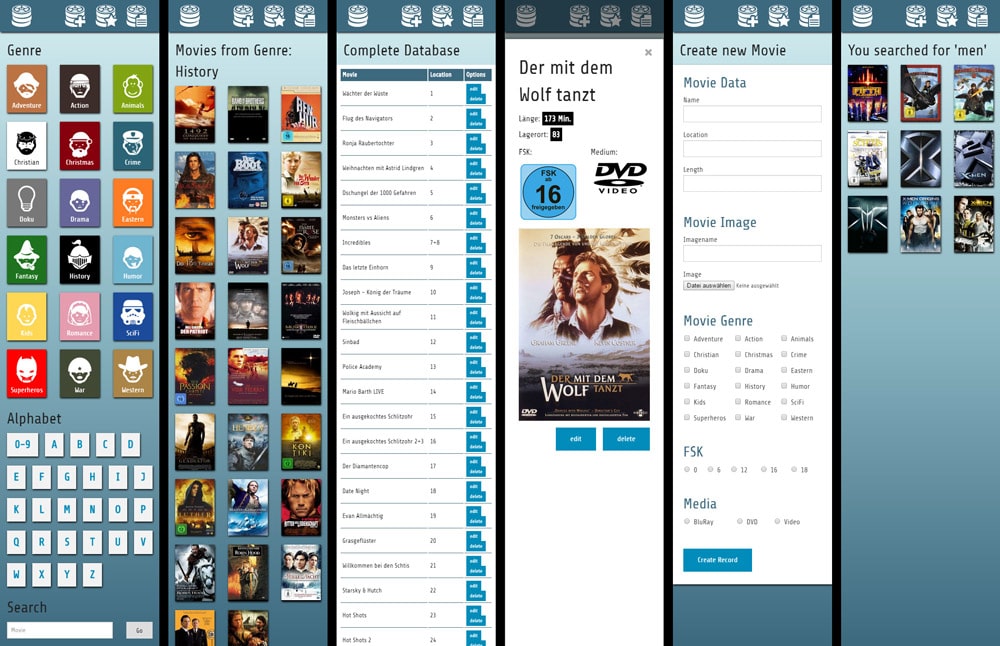 Webdesign für Filmdatenbank